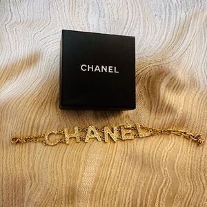 ESTATE SALE Gorgeous Timeless CHANEL Gold Logo Bracelet